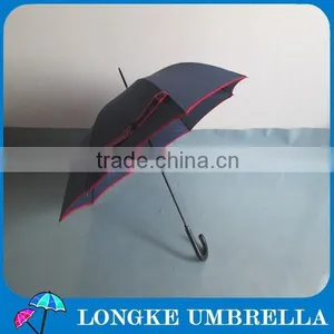 Pongee Fabrci Customer Design Navy Blue Color With Red Border 24" Straight Umbrella a thumbnail-1