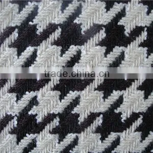 Classical Black and White Houndstooth Lady Coat Wool Fabric thumbnail-2