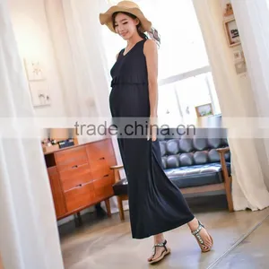 Long Pregnant Woman Maternity Dresses With Decorative Border thumbnail-1