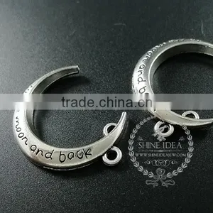 30mm Vintage Antique Silver Metal Carve Words Love You to the Moon and Back DIY Pendant Charm 1830067 thumbnail-2