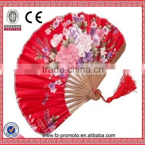 Red Bamboo Paper Fan for Promotional Gift thumbnail-1