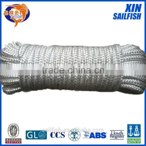 Diamond Braided White Polyester Rope With Black Tracer thumbnail-1