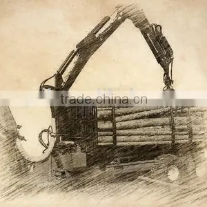 Forest Equipment Tractor Use Hydraulic Log Trailer Wood Trailer Timber Loading Trailer Log Wagon With Crane Grapple thumbnail-3