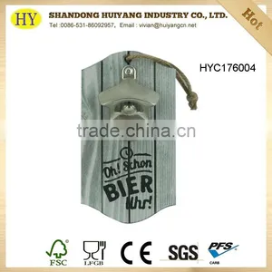 Wall Mounted Beer Bottle Opener on Wood Board thumbnail-1