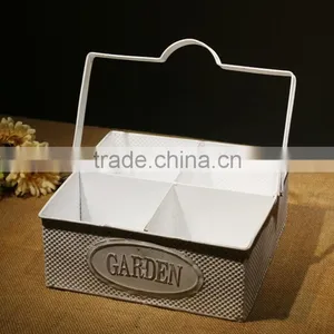 New Design Antique Metal Planter for 2016 Rusty Garden Decoration Square Metal Flower Planter With Metal Handle & Flower Pots thumbnail-4