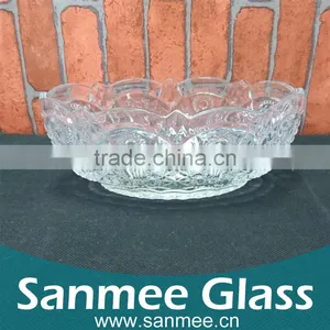 Embossed Round Glass Bowl Wholesale Flower Shape Glass Bowl thumbnail-1