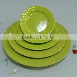 Green Color Glazed Round Ceramic Plate thumbnail-1