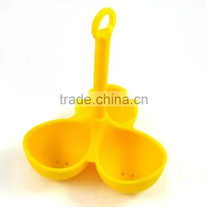 Silicone Rubber Egg Cup 3 Eggs Stand Novelty Egg Holder Easy Boiled Egg Tool thumbnail-4