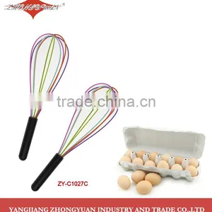 11-inch Colorful Silicone Coated Wires Egg Whisk With Black Plastic Handle thumbnail-1