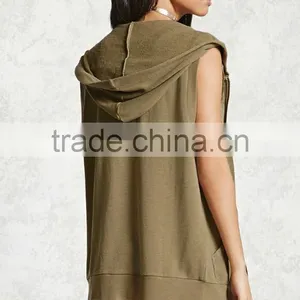 OEM Women Sleeveless Hoodies Plain Blank Stylish 100% Cotton Zip Up Gym Sleeveless Hoodie For Gym thumbnail-4