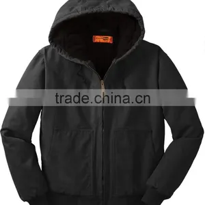 Mens Washed Duck Cloth Insulated Hooded Work Jacket thumbnail-1