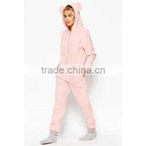 100%cotton Warm Fleece Plain Soft Pink Pig Onesie Pajamas thumbnail-1
