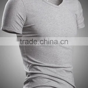 Wholesale Comfort Super Soft V-neck Blank Cheap Men Fitted 100% Preshrunk Combed Cotton T-shirts thumbnail-2