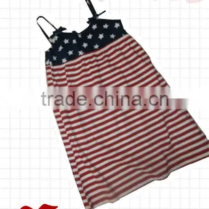 Baby Girls Dresses Girls 4th of July Dress Wholesale Baby Girls Summer Stripe Boutique July 4th Lastst Dress Cotton Pettidresses thumbnail-1