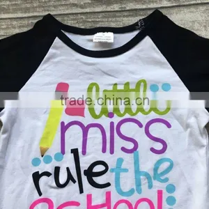 Baby Girls Cotton Raglans Girls Little Miss Rule the School Raglans Baby Girls Back to School Cotton Raglans Ruffle Sleeve thumbnail-3