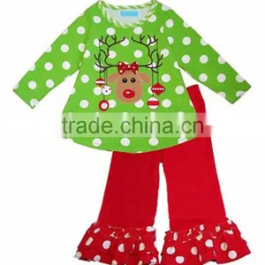 Wholesale Reindeer Cotton Toddler Baby Girls Christmas Outfit thumbnail-1