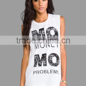 Raw Cut Arm Holes Plain White Tank Top thumbnail-1