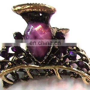 HOT Lady Purple Rhinestone Alloy Hair Claw Clips Hair Accessory thumbnail-1