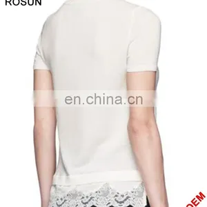 Latest Fancy Girls Pullover Tops as Regular Fit Short Sleeve Woolen Sweater Designs for Children of Knitwear With Lace thumbnail-2