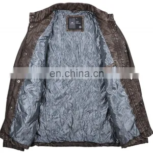 Lastest Fashion Diamond Thin Quilted Stylish Men Long Leather Coat thumbnail-2