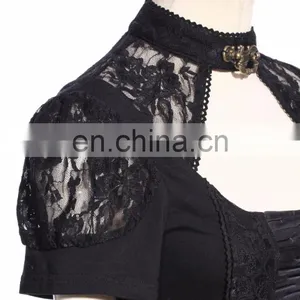 Steam Punk Short Sleeve Neck Choker Top thumbnail-5