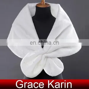 Grace Karin Ladies Faux Fur Elegant Winter White Bridal Wedding Shawls And Wedding Wraps CL2614 thumbnail-1