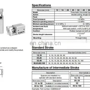 SMC 3 Stage Pneumatic Cylinder CDQMB32-15-M9BVL 0.15-0.7MPA thumbnail-5