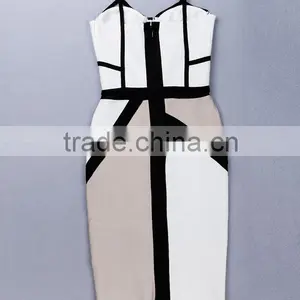 Summer Dress 2015 New Fashion Women Strap Blue Beige Black V Neck Strap Women Sey Mini Evening Party Bandage Dresses Bandage Bod thumbnail-5