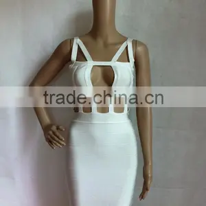 Summer Dress Wholesale High Quality Sey and Elegant Fashion Ladies Cutout Strap Black White Red Blue Evening Party Bandage Dress thumbnail-1