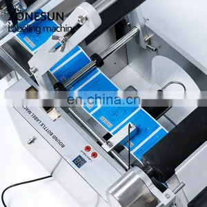 ZONESUN TB-50D Semi Automatic Glass Ampoule Vial Tin Can Plastic Round Bottle Labeling Machine Label Coder Machine thumbnail-4