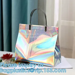 HOLOGRAPHIC, NEON TOTE, PVC BAG, VINYL SHOPPER, TOILETRY, BIKINI, SWIMWEAR, BEACHWEAR thumbnail-2