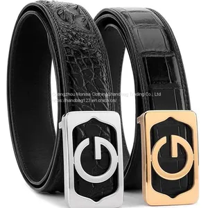 Crocodile Leather Belt Men's Genuine Leather Business Casual Thailand High-End Pants Belt G Letter Without Stitching Belt thumbnail-1
