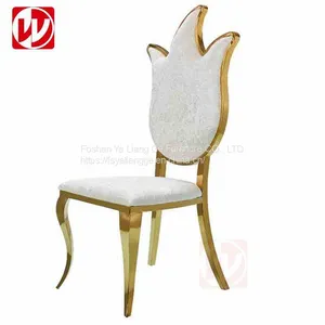 Modern Hotel Restaurant Furniture Beige Velvet Silver Stainless Steel Banquet Chair Dining Chairs thumbnail-1