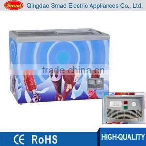 110v 220v 355L Wholesale Sliding Glass Door Chest Freezer for Ice Cream thumbnail-1