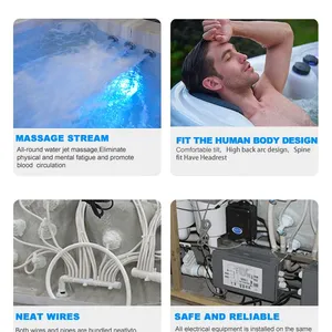 Factory Supply Deluxe Massage Spa Tub Outdoor Whirlpool Hot Tubs for 8 Persons thumbnail-4