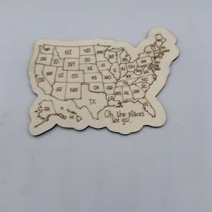 USA Map Wooden 3D thumbnail-1