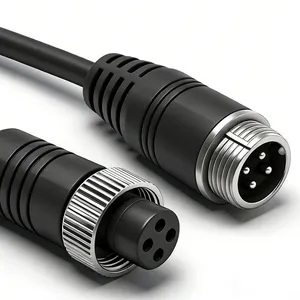 4-core M12 Aviation Plug Cable for Truck On-board Reversing Monitoring Camera Power and Video Cable, Dedicated for Reversing Image thumbnail-2