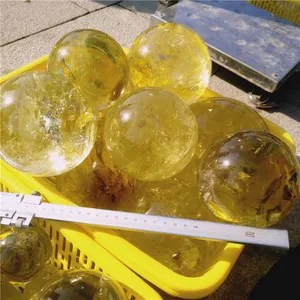 50-80mm Diameter Natural Rainbow Citrine Crystal Sphere Ball thumbnail-4