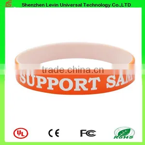 Cheap Good Quality Double Printing Colorful Debossed Logo Silicone Bracelet Engraving thumbnail-2