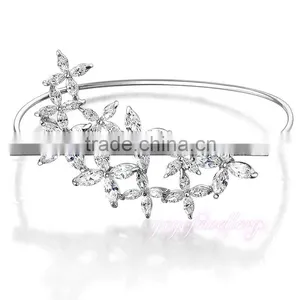 Wholesale Mexican Jewelry Zircon Flower Gold Plated Bangle Bracelet thumbnail-1