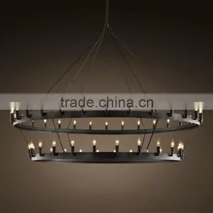Industrial Wooden Pendant Light Industrial Rope Decorative Hanging Pendant Light thumbnail-1