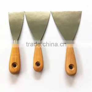 Wooden Handle Stainless Steel Putty Knife/carbon Steel Polish Scraper thumbnail-1