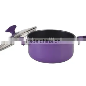 Purple Pressed Aluminum Nonstick Coating Casserole Pot With Silicone Paint Handles Forged Aluminum Imitation thumbnail-2