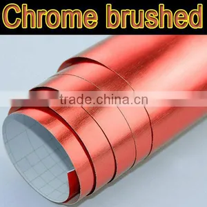 Red Chrome Brushed Car Sticker With Air Drains 1.52*30m Each Roll thumbnail-1