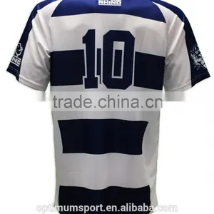 2013 Royal and White Striped Good-looking Custom Rugby Jersey Quality Choice thumbnail-1