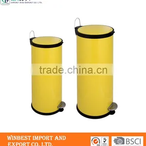 Yellow Oval Stainless Steel Trash Can Hospital Waste Bin thumbnail-1