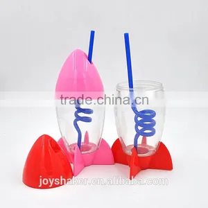 Reusable Creative Joyshaker Rocket Water Bottle, Plastic Cup With Straw For Kids Quality Choice thumbnail-6