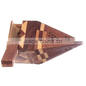VINTAGE PYRAMID WOODEN INCENSE BURNER-DECORATIVE WOODEN INCENSE NWIB002 thumbnail-2