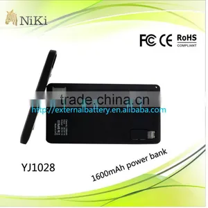 2015 Nice Design Credit Card Power Bank 1500mah Portable Mobile Slim Power Bank With Cable thumbnail-1
