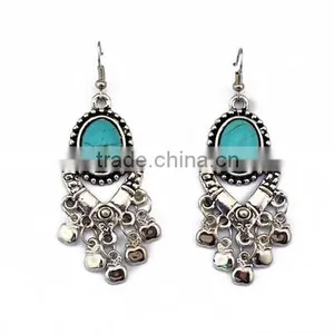 New Design Vintage Gold Plated Ginasy Bohemia Style Turquoise Drop Earrings thumbnail-5